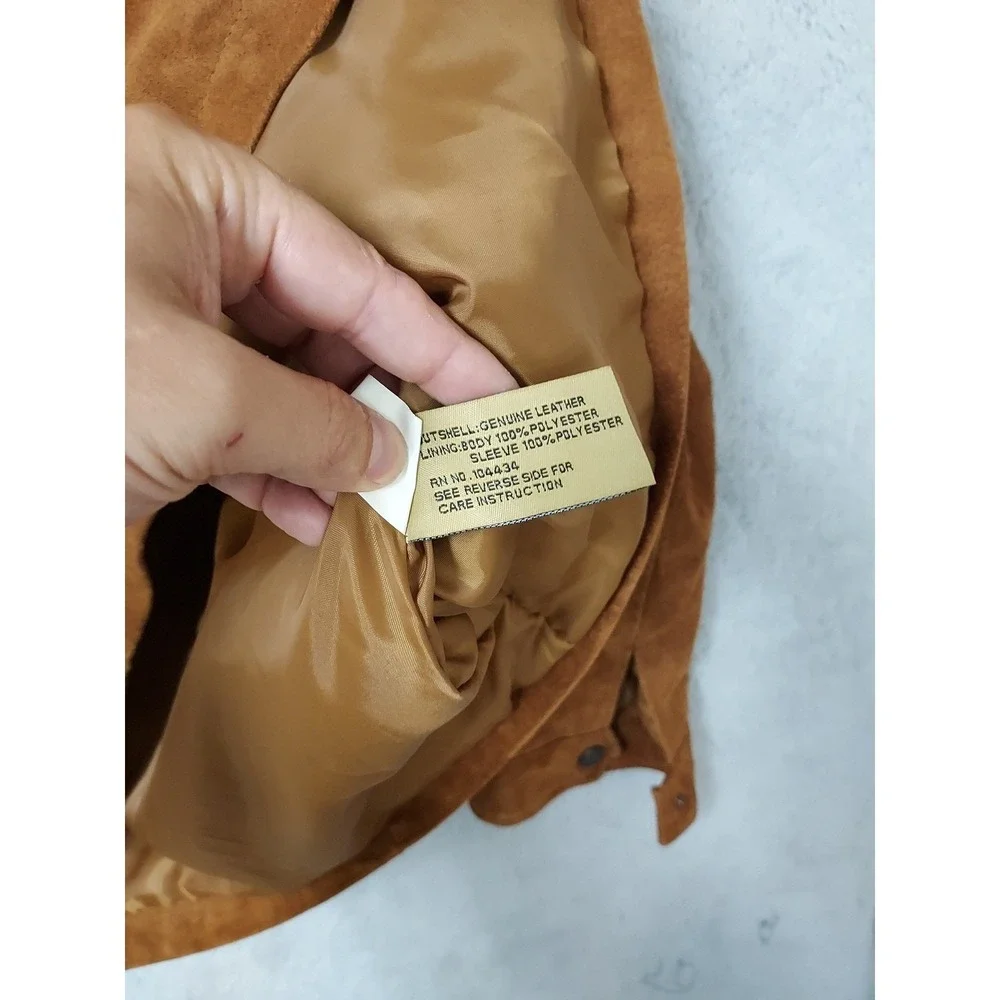 Boston Harbour Jacket Mens XXL 2XL Suede Leather Full Zip Outdoor Brown Lined